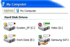 disk status information in My Computer